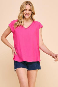 Flynn Textured V-Neck Top