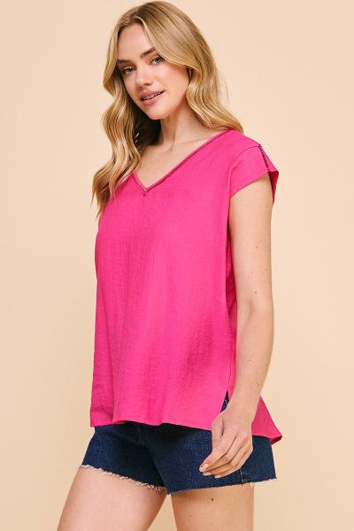 Flynn Textured V-Neck Top