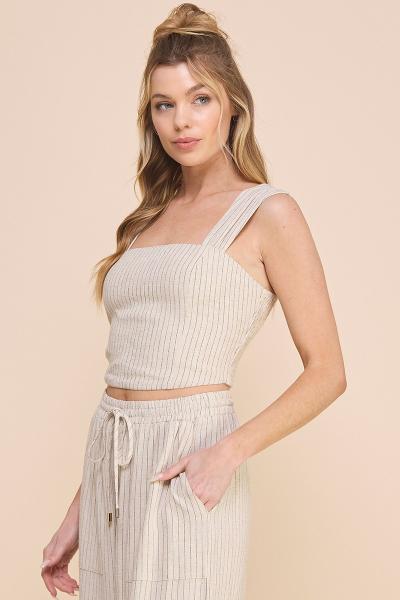 Pinstriped Linen Blend Top