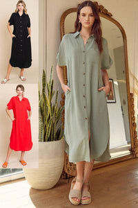 Scoop Hem Shirt Dress