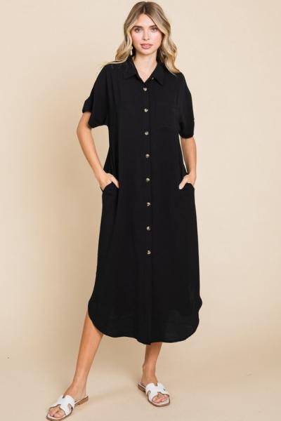 Scoop Hem Shirt Dress