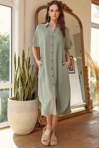 Scoop Hem Shirt Dress