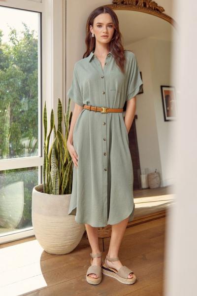 Scoop Hem Shirt Dress