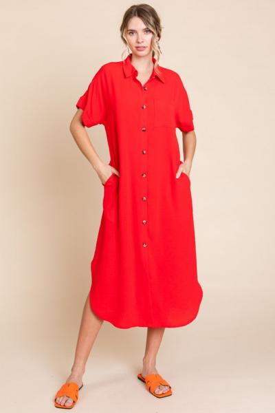 Scoop Hem Shirt Dress