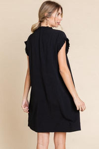 Ruffle V-Neck Pocket Dress