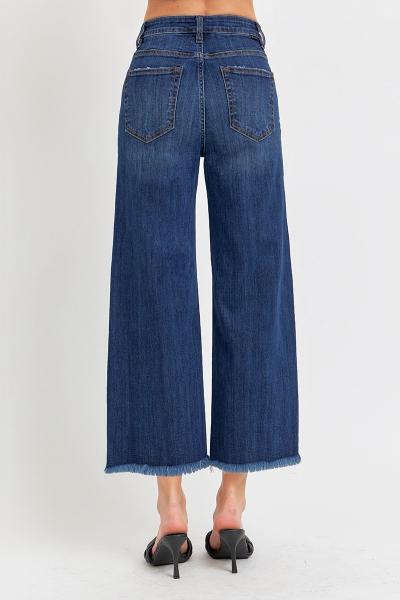 High Rise Wide Leg Frayed Denim