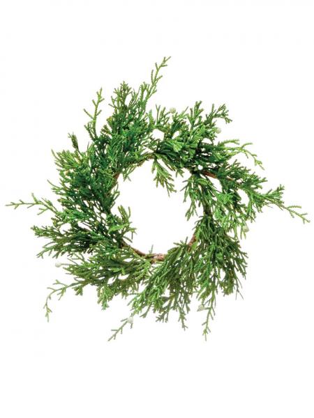 4.5" Round Faux Juniper Wreath