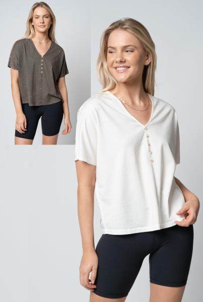 Perfect Cotton Button Tee