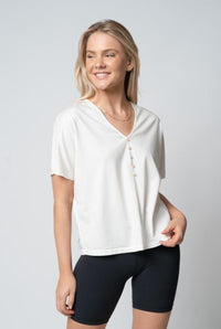 Perfect Cotton Button Tee