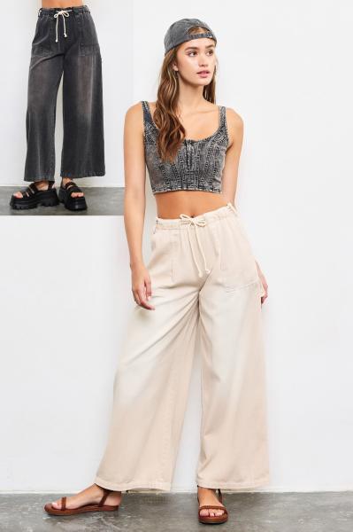 Denim Drawstring Cargo Pants