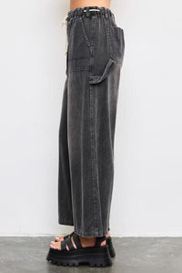 Denim Drawstring Cargo Pants