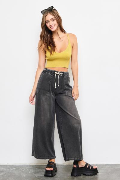 Denim Drawstring Cargo Pants