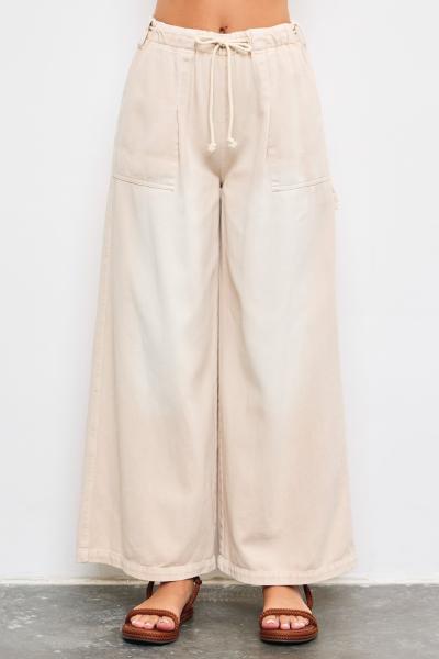 Denim Drawstring Cargo Pants