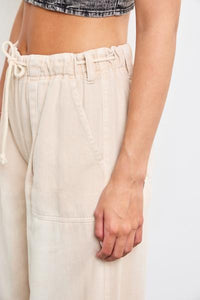 Denim Drawstring Cargo Pants