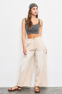 Denim Drawstring Cargo Pants