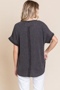 Ribbed Rolled Hem Tee