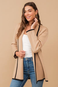 Trim Hem Open Cardigan