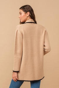 Trim Hem Open Cardigan