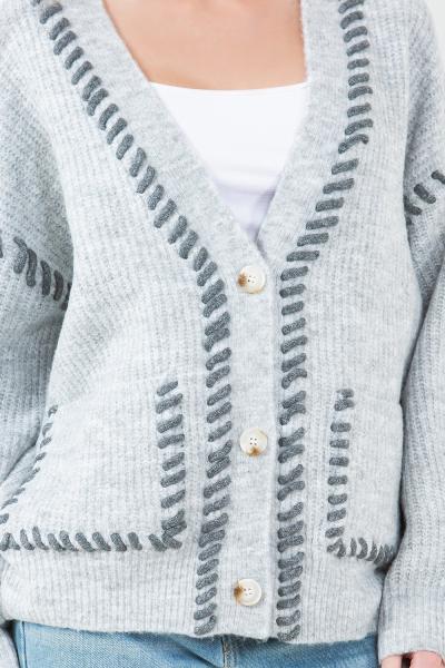 Stitch Hem Button Cardigan