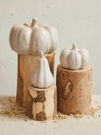 Glazed Stoneware Pumpkin - Sml