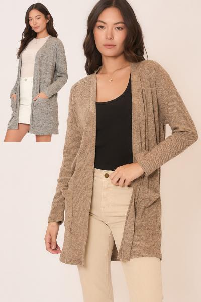 Brushed Knit Pocket Cardigan