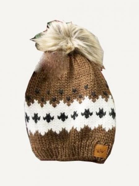 Calais Patterned Pom Beanie