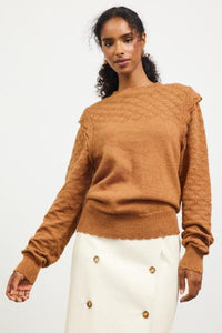 Ruffle Sleeve Pointelle Sweater