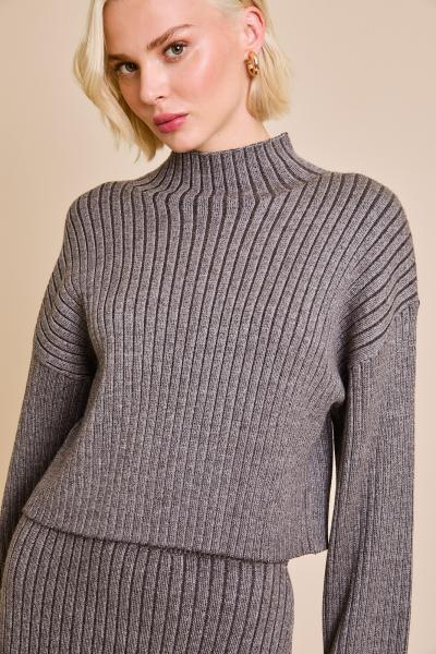 Chestnut Ribbed Knit Sweater