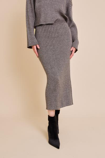 Chestnut Ribbed Knit Skirt