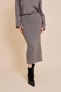 Chestnut Ribbed Knit Skirt