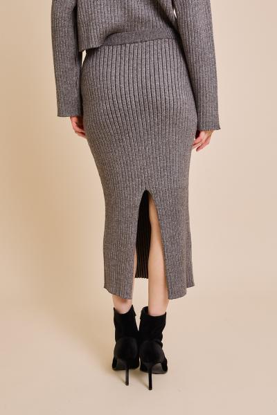 Chestnut Ribbed Knit Skirt