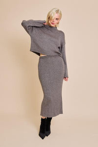 Chestnut Ribbed Knit Skirt