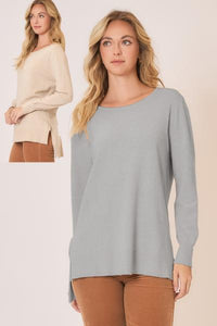 Ultra-Soft Boat Neck Hi-Lo Sweater