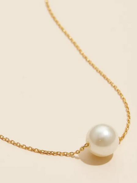 18K Gold Dip Pearl Charm Necklace