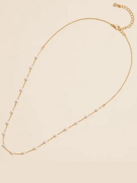 18K Gold Dipped Pearl Link Necklace