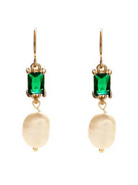 Emerald + Freshwater Pearl Earrings