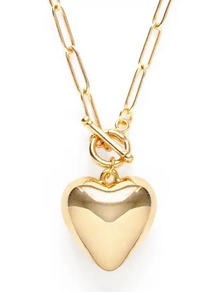 Puffed Heart Toggle Necklace