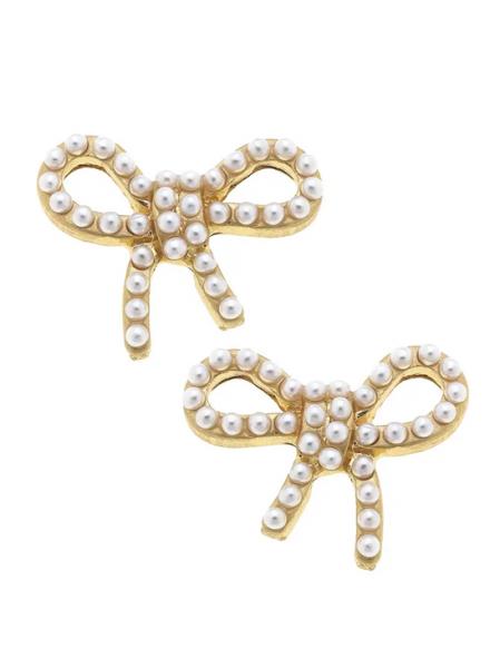 Pearl Studded Bow Earrings