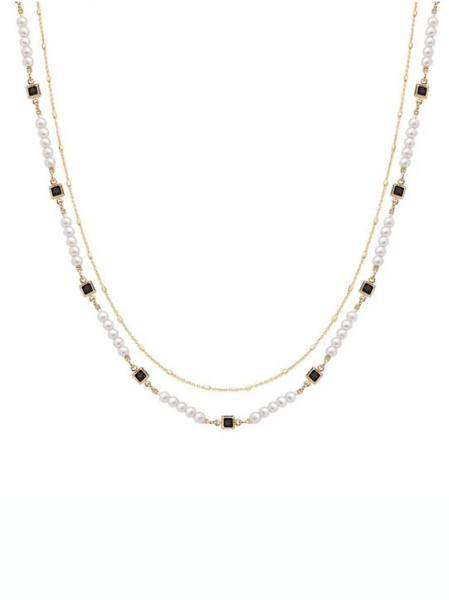 Pearl & Black Layered Necklace