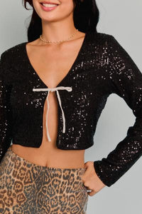 Lisette Sequin Bow Cardigan