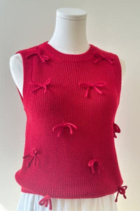 Cotton Bow Sleeveless Sweater