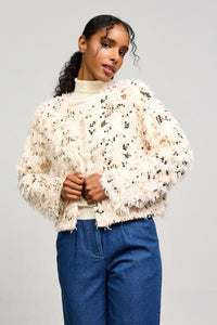 Sequin Feather Cardigan