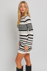 Boat Neck Bell Sleeve Dress