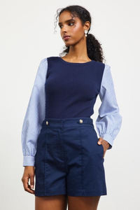 Chambray Sleeve Top