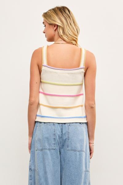 Textured Color Stripe Sleeveless Top