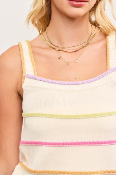 Textured Color Stripe Sleeveless Top