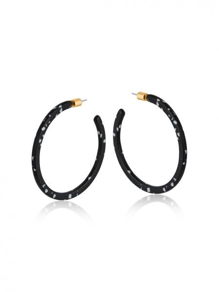 Marseille Resin Hoop Earrings - Black