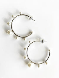 Pearl Studded Hoop Earrings