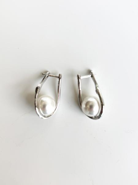 Silver & Pearl Huggie Earrings