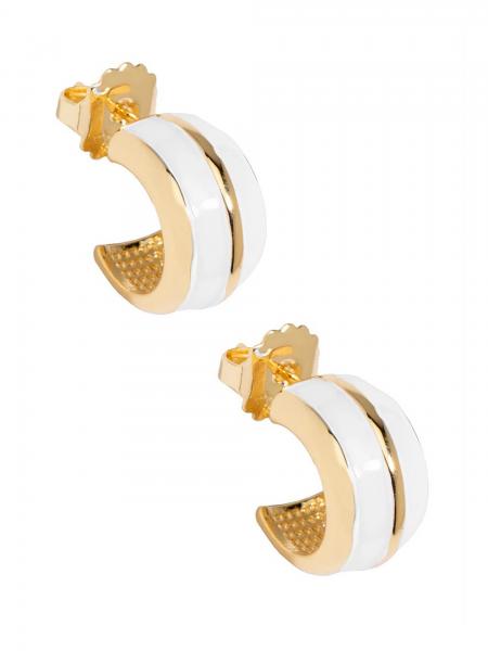 White Enamel Huggie Earrings